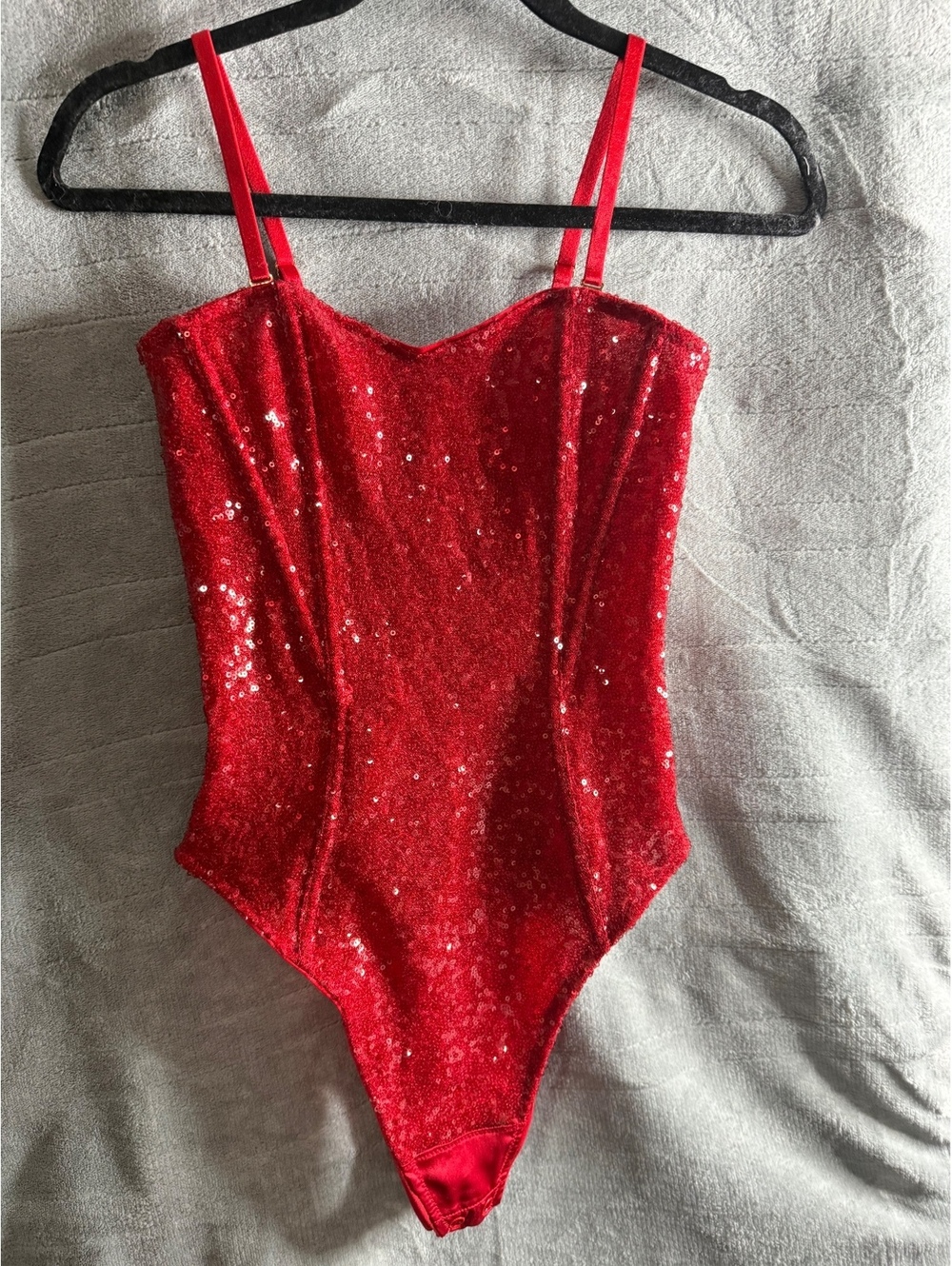 Victoria’s Secret Very Sexy Red Sequin Corset Bodysuit Small S NWOT
